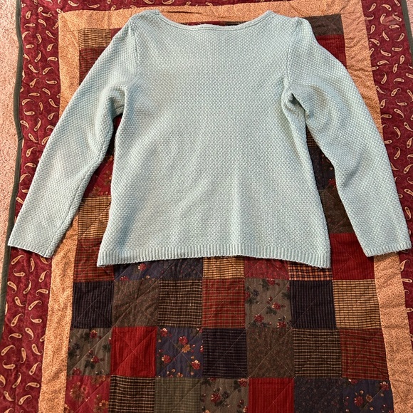 Croft & Barrow Light Blue/Green Crew Neck Sweater -Size Large - Picture 2 of 5